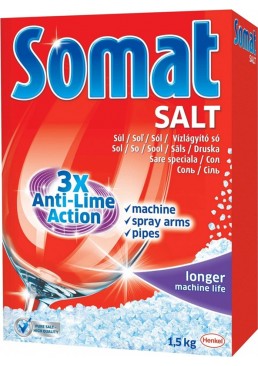 Соль для мытья посуды в посудомоечной машине Somat 3-го действия, 1.5 кг